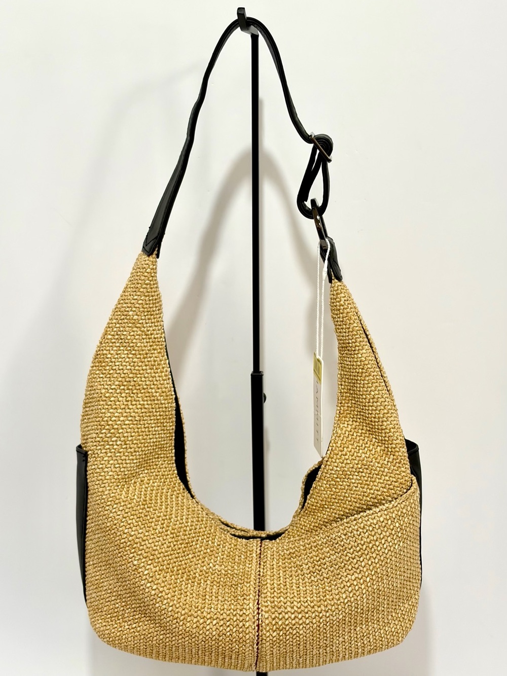 Hammitt Tom Zip Medium Hobo Shoulder Bag In Noir Smooth Raffia/Gunmetal/NWT - Picture 5 of 14
